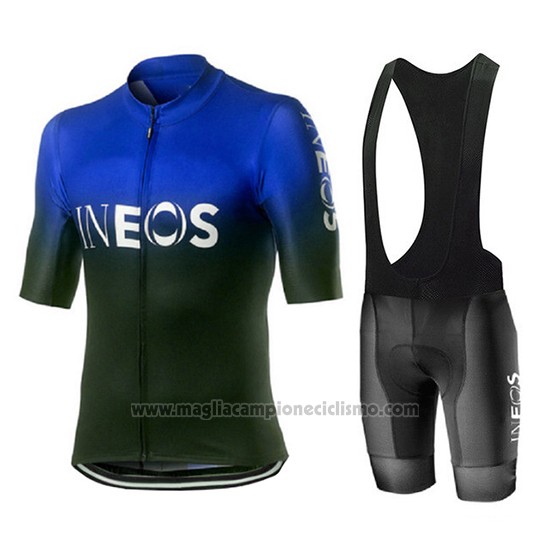 2019 Abbigliamento Ciclismo Castelli Ineos Nero Blu Manica Corta e Salopette